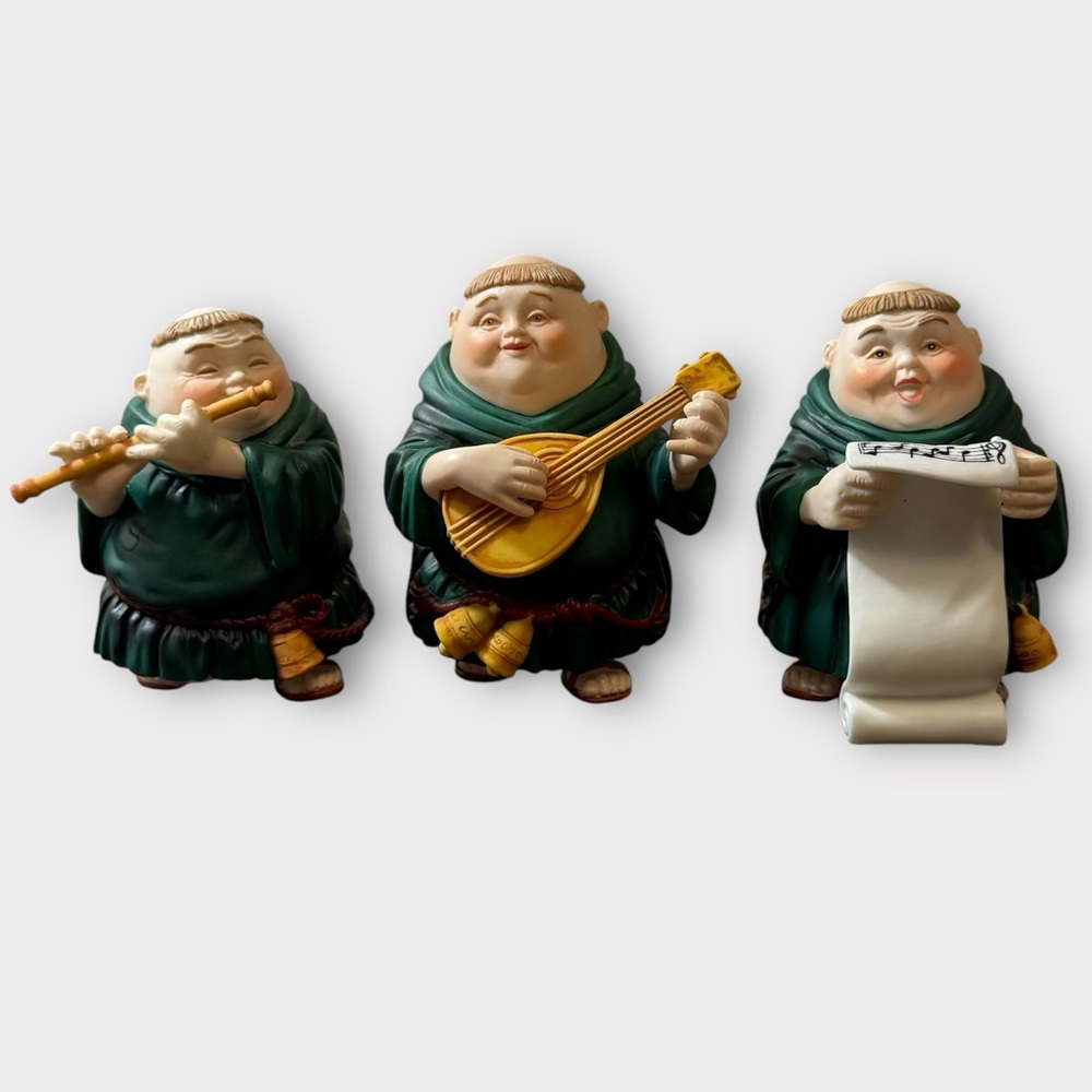 Department 56 Merry Makers Lot Of 3 Musical Friar Monks Retired Vintage & Boxes